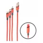 shiverpeaks BASIC-S 3-in-1 oplaadkabel, USB-A naar Micro-B + USB-C + 8-pin, rood, 1,2 m