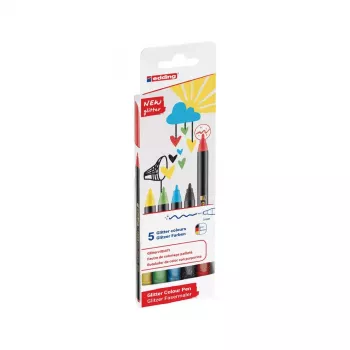 Viltstift Edding 4-1200-5-3 aqua zwart lichtgroen rood geel bulletpunt