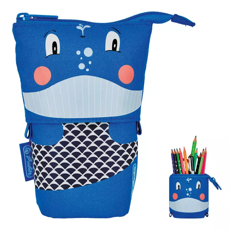 Weiche etui Herlitz Whale polyester zwart blauw roze