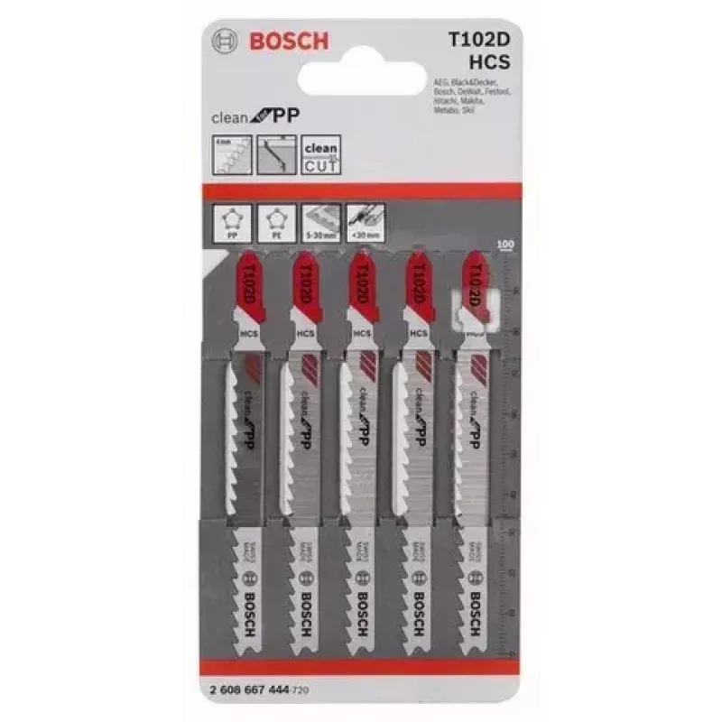 Decoupeerzaagblad Bosch T 102 D kunststofprofiel 4 mm tandafstand