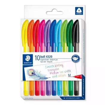 Clip-on intrekbare balpen Staedtler Ball 4320 meerkleurig 10 stuks