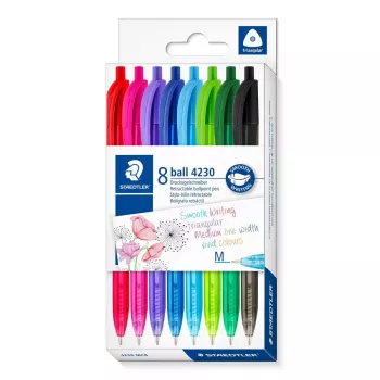 Clip-on intrekbare balpen Staedtler Ball 4230 meerkleurig 8 stuks