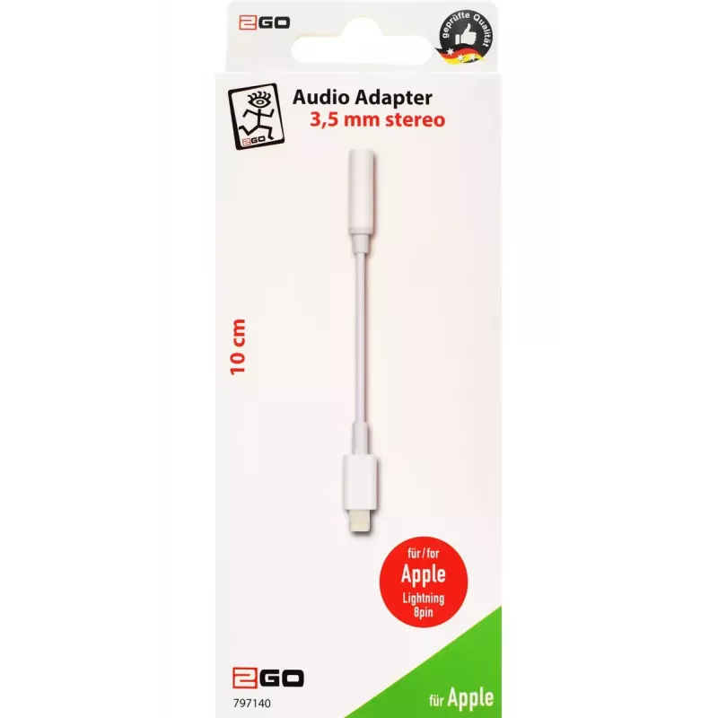 Audiokabel 2GO 797140 0,1 m 3,5 mm Lightning wit