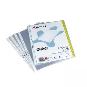 Rexel Premium A4 insteekhoezen bovenaan open transparant (100), Legal, transparant, polypropyleen (PP), staand, 0,08 mm, 255 mm