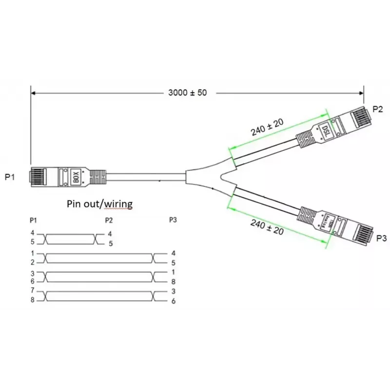 Goobay 95286 TAE-adapterkabel, 2x RJ45 naar RJ45 (8P8C) / TAE-F, 3 m, zwart/grijs