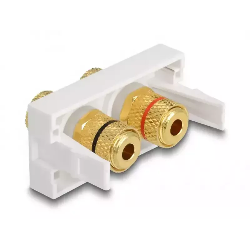 Delock Easy 45 Snap-in-module, 2 x Binding Post, rode/zwarte kleurring, wit RAL 9003 (81397)