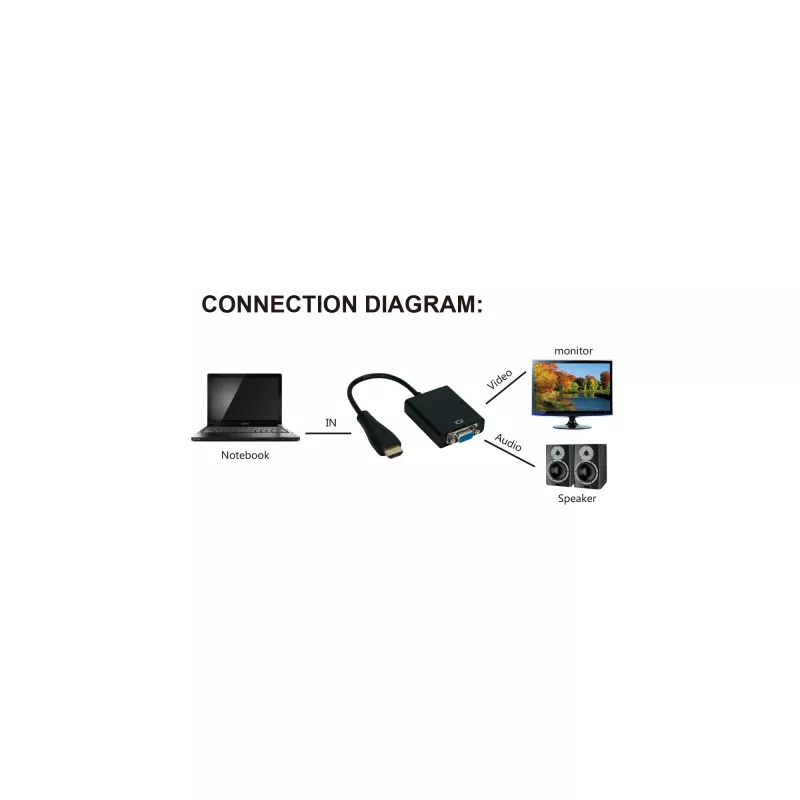 InLine converter HDMI naar VGA met audio-ingang HDMI-uitgang VGA en stereo-audio