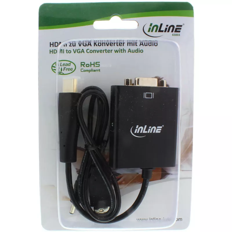 InLine converter HDMI naar VGA met audio-ingang HDMI-uitgang VGA en stereo-audio