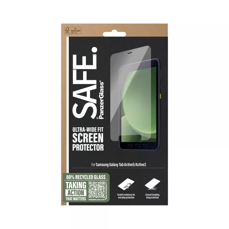PanzerGlass SAFE. by ® screenprotector Samsung Galaxy Tab Active5 | Active3 | Ultra-Wide Fit