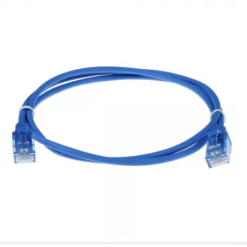 ACT Blauw 10 meter LSZH U/UTP CAT6 Datacenter Slimline patchkabel met rastnasenfreie RJ45-stekkers