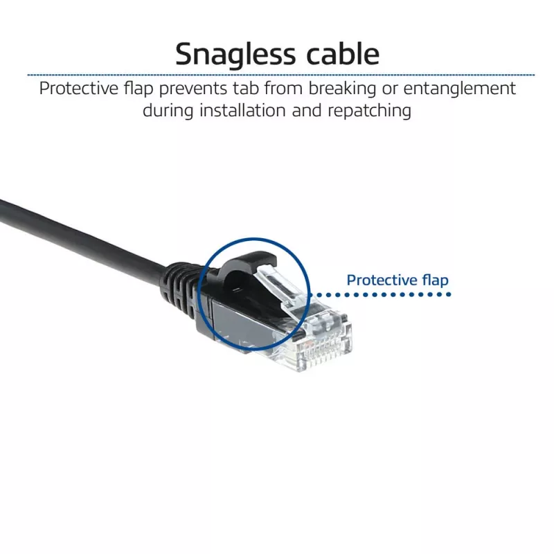 ACT Zwart 10 meter LSZH U/UTP CAT6 datacenter slimline patchkabel met rastbescherming en RJ45-stekkers