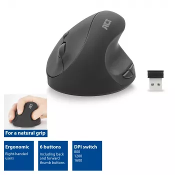 ACT muis draadloze ergonomische muis 1600 DPI RF draadloos