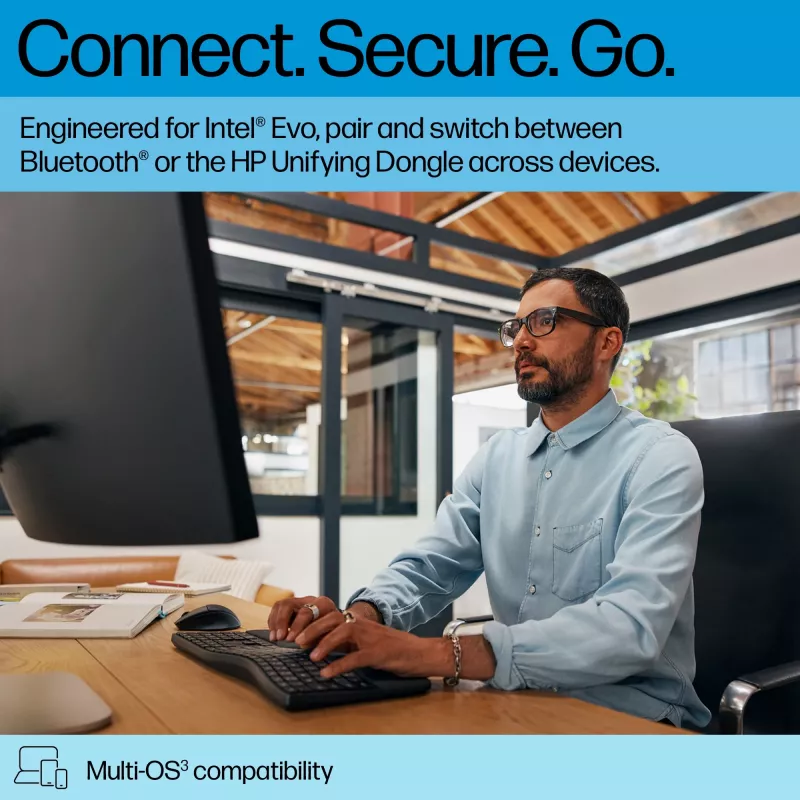 HP 680 Comfort dual-mode toetsenbord, volledig formaat (100%), draadloos, RF Wireless + Bluetooth, QWERTY, zwart