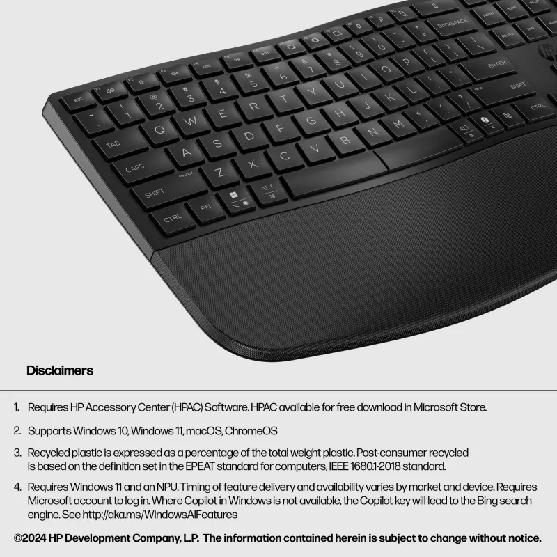 HP 680 Comfort dual-mode toetsenbord, volledig formaat (100%), draadloos, RF Wireless + Bluetooth, QWERTY, zwart