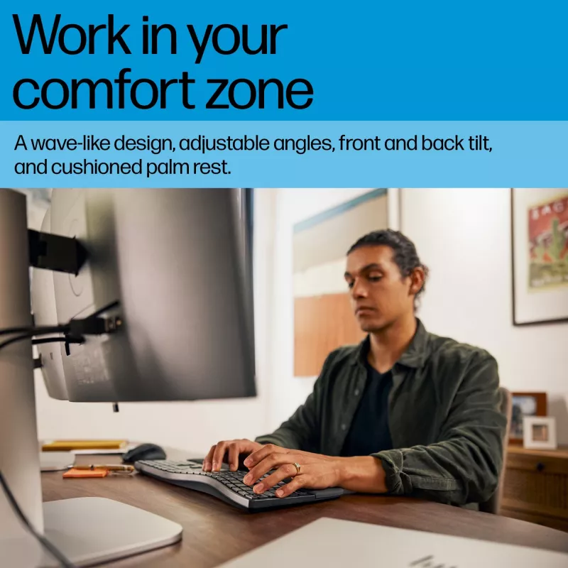 HP 680 Comfort dual-mode toetsenbord, volledig formaat (100%), draadloos, RF Wireless + Bluetooth, QWERTY, zwart