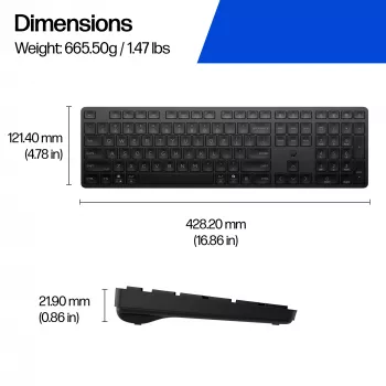 HP 490K multi-device dual-mode toetsenbord, volledig formaat (100%), draadloos, USB + Bluetooth, QWERTY, zwart