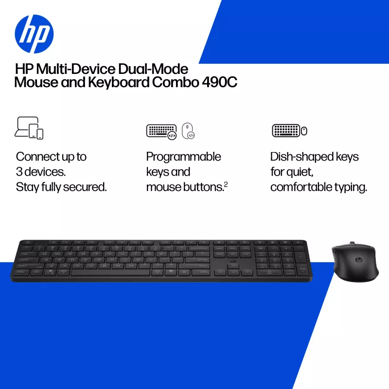 HP 490C Multi-Device Dual-Mode toetsenbord- en muiscombinatie, wit
