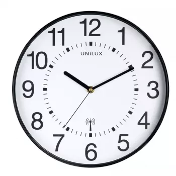 Atoom wandklok Unilux WAVE rond zwart, 30 cm diameter, batterij AA, 1,5 V