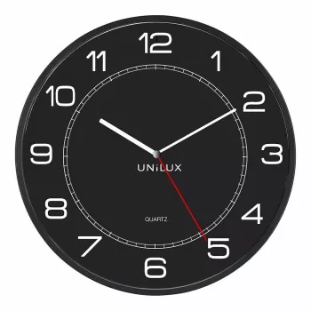 Wand-/tafelklok Unilux 400094568 — quartz, rond, zwart, 57,5 cm diameter, batterij (AA)
