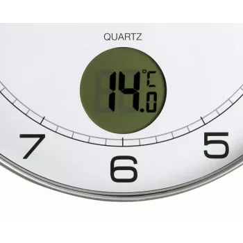 Wand-/tafelklok Unilux 400094592 — quartz, rond metaalkleurig zilver, Ø 30 cm, batterij AA/AAA