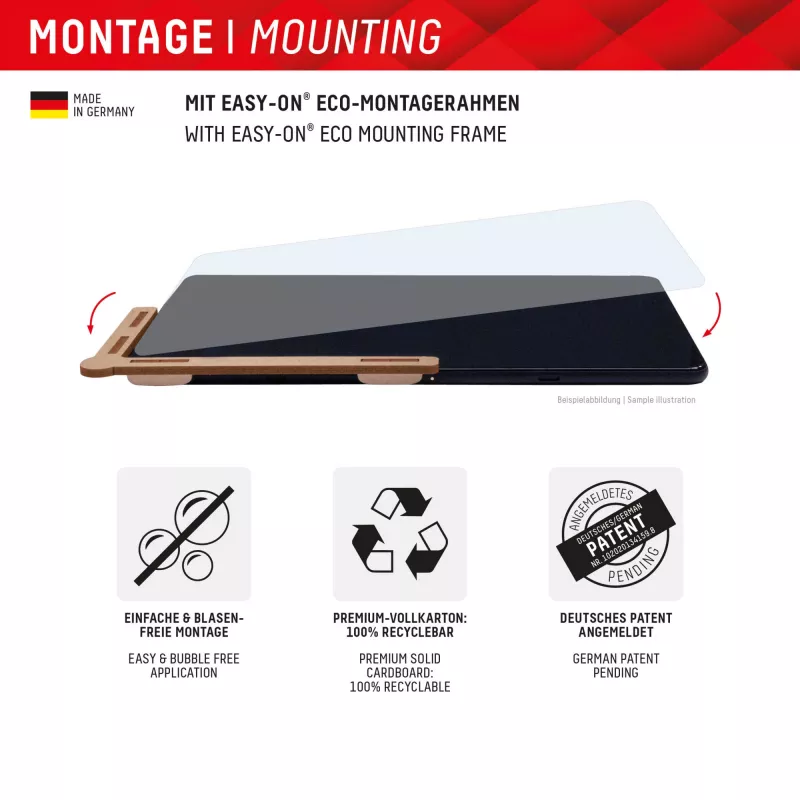 Displex tabletglas (9H) voor Samsung Galaxy Tab S10 Ultra/S11 Ultra, Eco montageframe, onbreekbaar