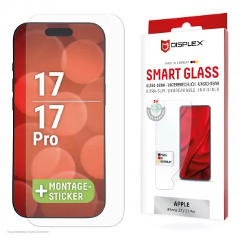 DISPLEX Smart Glass (9H) voor Apple iPhone 17/17 Pro, montagesticker, onbreekbaar