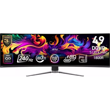 MSI MPG 491CQPX QD-OLED computermonitor 124,5 cm (49 inch) 5120 x 1440 pixels Dual QHD zwart