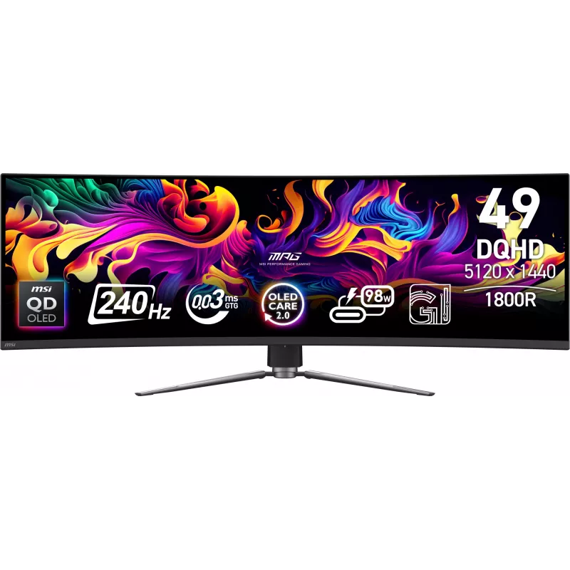 MSI MPG 491CQPX QD-OLED computermonitor 124,5 cm (49 inch) 5120 x 1440 pixels Dual QHD zwart