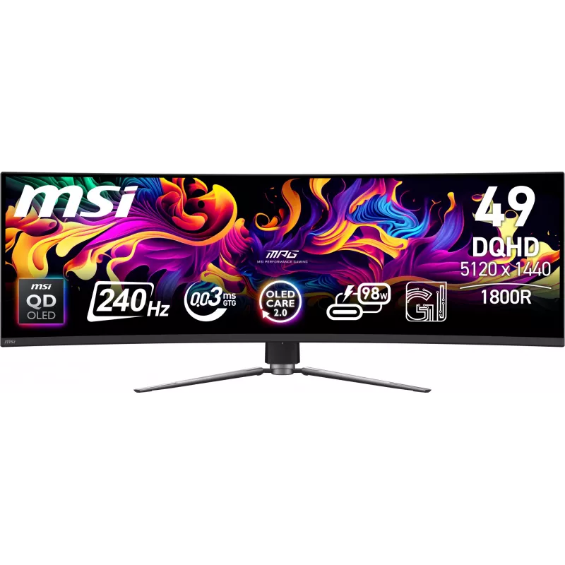 MSI MPG 491CQPX QD-OLED computermonitor 124,5 cm (49 inch) 5120 x 1440 pixels Dual QHD zwart