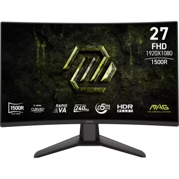 27 inch MSI MAG 274CF X24 gebogen Rapid-VA-monitor, Full HD 1920×1080, 0,5 ms, 300 cd/m², VESA, zwart