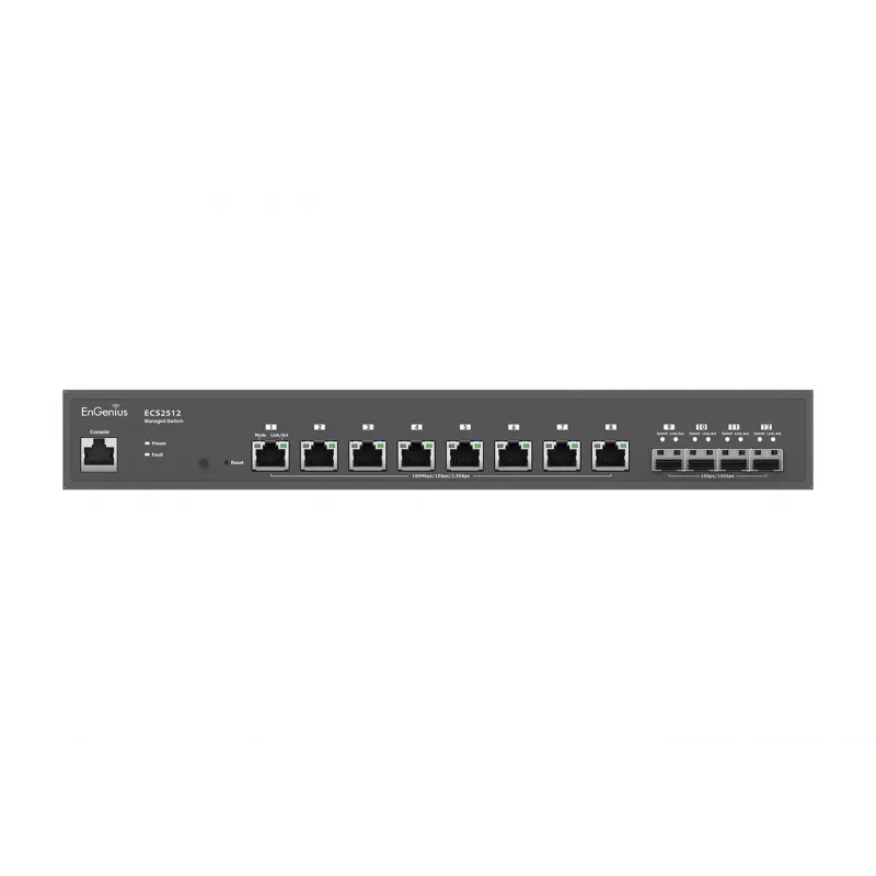 EnGenius Cloud Managed Switch 8-poorts 2.5GbE 4xSFP+ L2+ 13i, Managed, L2+, 2.5G Ethernet (100/1000/2500), vollduplex, rackmontage