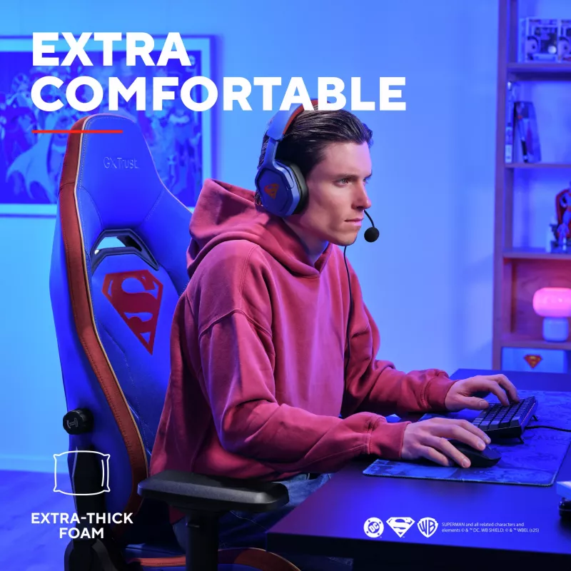 Gaming-stoel TRUST RUYA PRO GXT721SM Superman — ergonomisch ontwerp, in hoogte verstelbaar