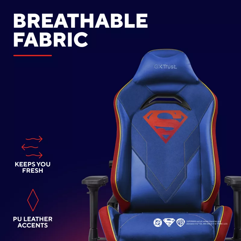 Gaming-stoel TRUST RUYA PRO GXT721SM Superman — ergonomisch ontwerp, in hoogte verstelbaar