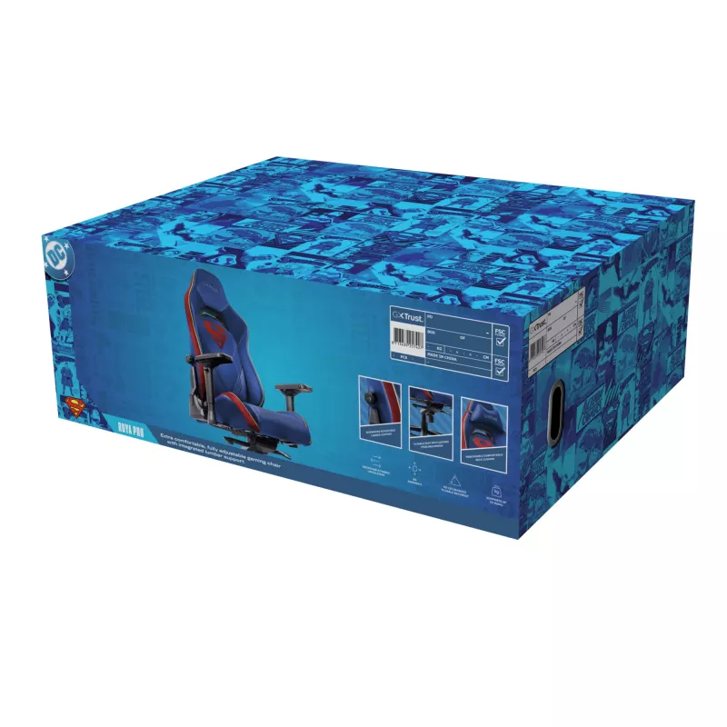 Gaming-stoel TRUST RUYA PRO GXT721SM Superman — ergonomisch ontwerp, in hoogte verstelbaar