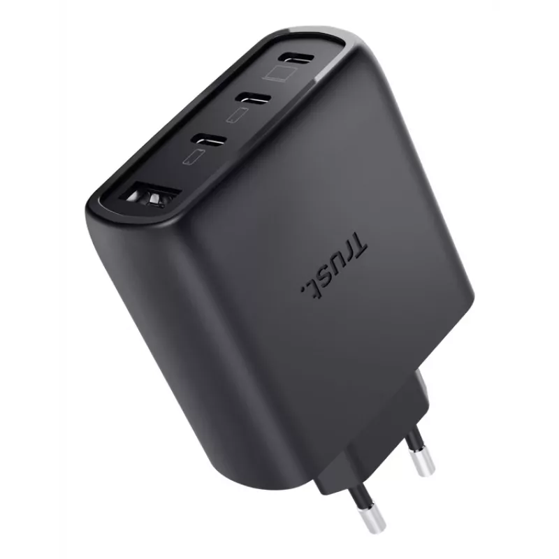 TRUST Maxo 65W AC-snellader voor binnen, 3× USB-C, max. 20V, 2m kabel, zwart