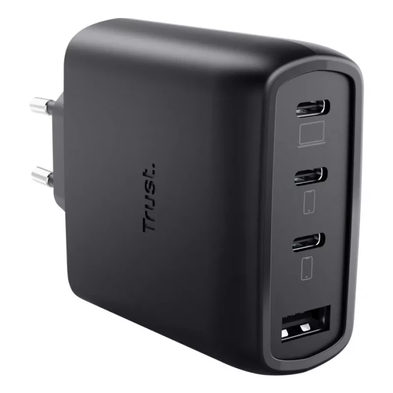 TRUST Maxo 65W AC-snellader voor binnen, 3× USB-C, max. 20V, 2m kabel, zwart