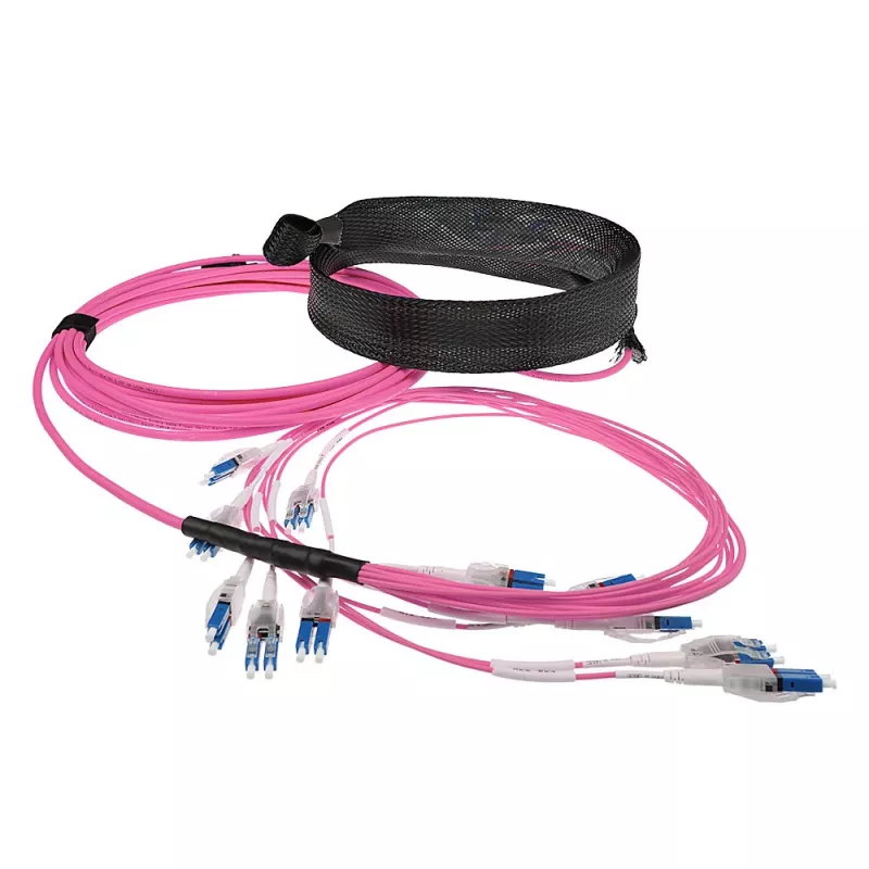 ACT 15 meter multimode 50/125 OM4 preterminated glasvezelkabel 24F LC polariteitsdraaiing