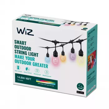 WiZ String Lights, slimme lichtslang, Wi-Fi/Bluetooth, zwart, Wi-Fi 4 (802.11n), 802.11b, 802.11g, LED, kunststof