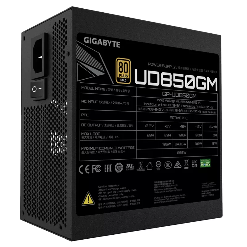 GIGABYTE UD850GM voeding 850 W 20+4 pin ATX ATX zwart