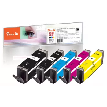 Peach PI100-356 inktpatroon 5 stuks compatibel standaardbereik zwart, cyaan, magenta, geel