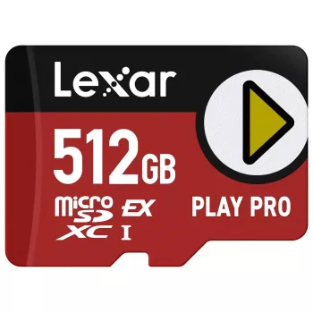 MicroSDXC-flashgeheugen Lexar PLAY PRO 512 GB UHS-I U3 — 900 MB/s lezen, 600 MB/s schrijven