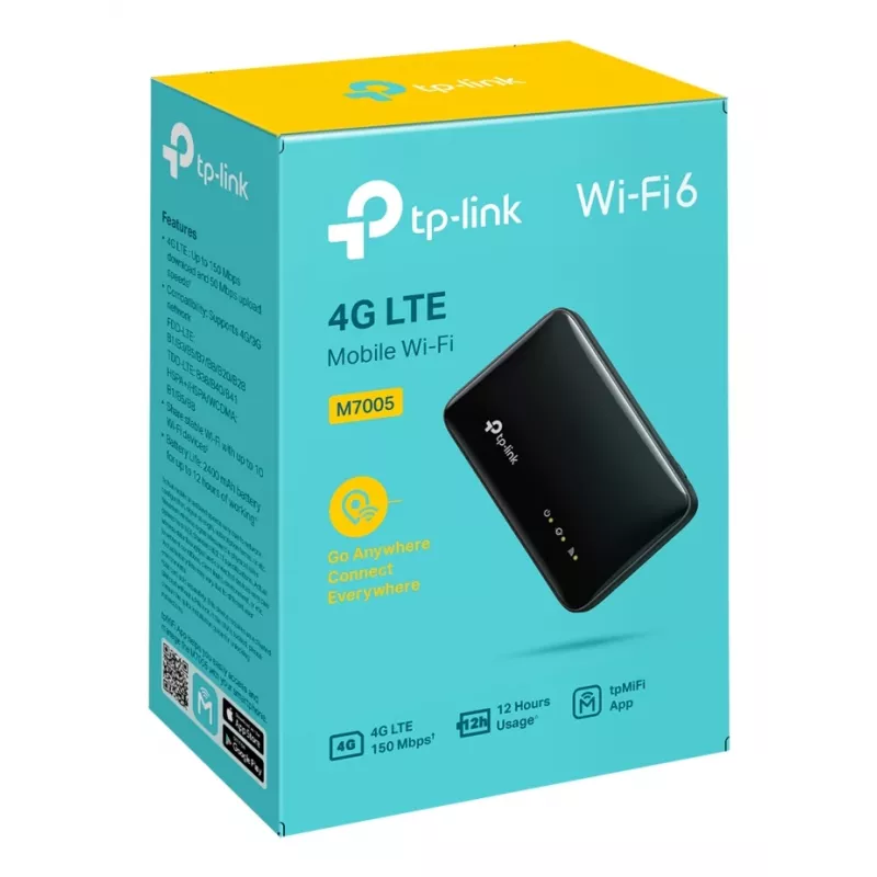 4G draadloze router TP-Link M7005, single-band 2,4 GHz, nanoSIM, Wi-Fi 6, zwart