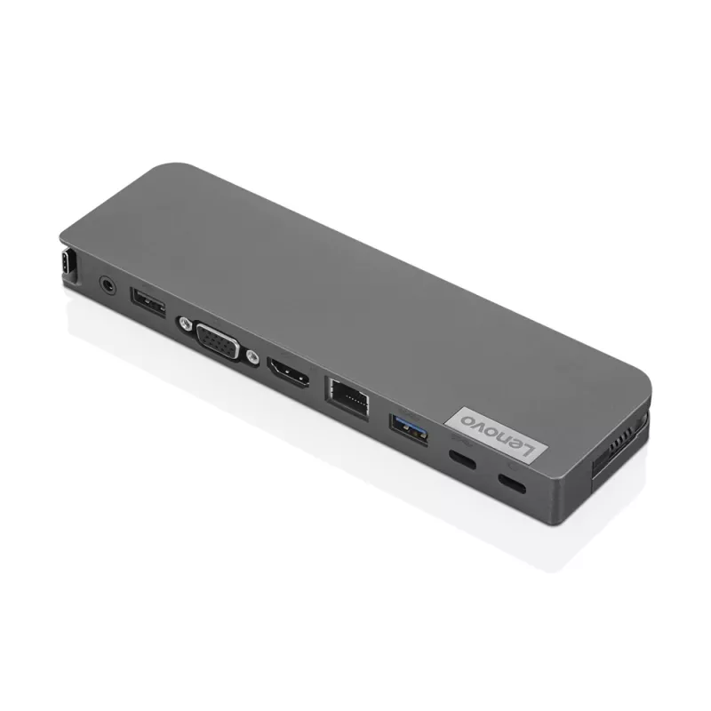 Lenovo 40AU0065EU USB-C Mini Dock, bedraad, 65 W, HDMI, VGA, RJ-45, USB 3.0 (USB 3.2 Gen 1), USB-A, zwart