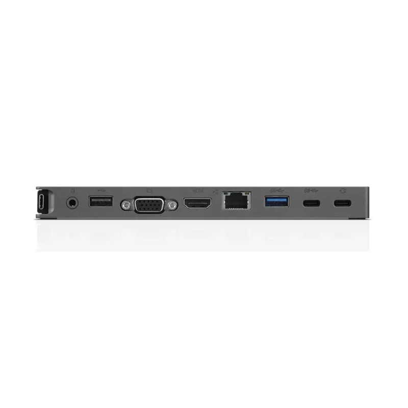 Lenovo 40AU0065EU USB-C Mini Dock, bedraad, 65 W, HDMI, VGA, RJ-45, USB 3.0 (USB 3.2 Gen 1), USB-A, zwart