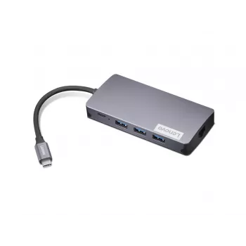 Docking-adapter Lenovo GX91M73946 USB-C bekabeld, 100 W, HDMI, VGA, 3x USB-A, SD-kaartlezer, Gigabit Ethernet, 4K@30Hz, grijs