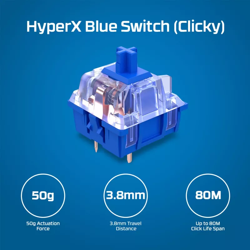 HyperX Alloy Origins PBT HX Blue – mechanisch gaming-toetsenbord