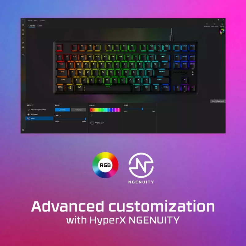 HyperX Alloy Origins Core PBT HX Aqua – mechanisch gaming-toetsenbord
