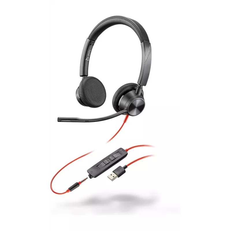 HP Poly Poly Blackwire 3325 USB-A headset, bedraad, kantoor/callcenter, 130 g, headset, zwart