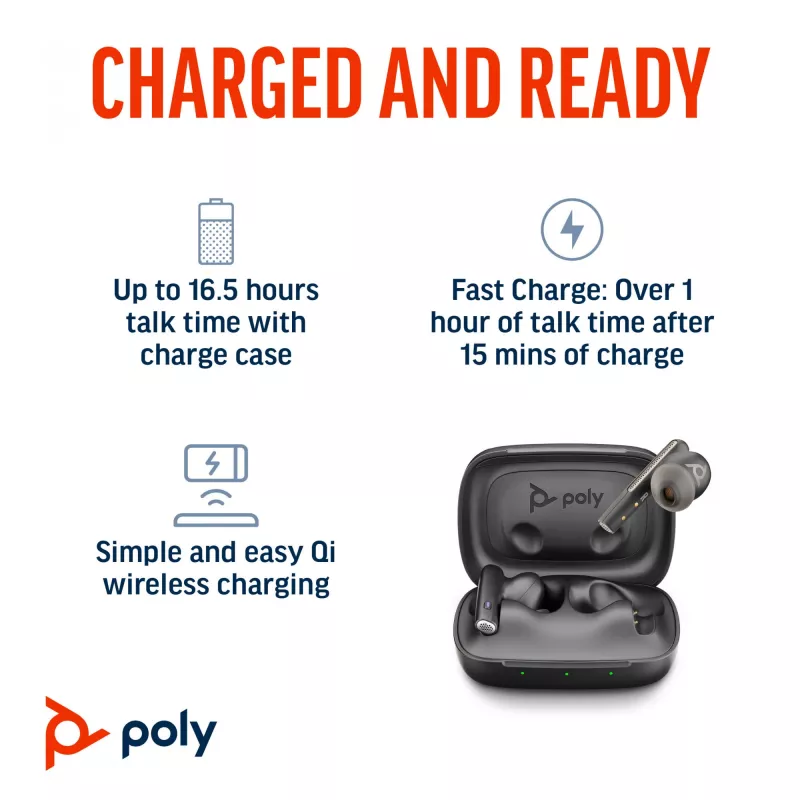 HP Poly Voyager Free 60 UC M Carbon zwart earbuds +BT700 USB-C-adapter +Basic Charge Case