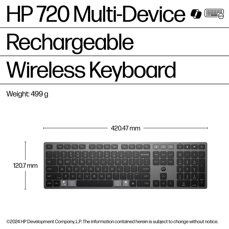 HP 720 multi-device oplaadbare draadloze toetsenbord